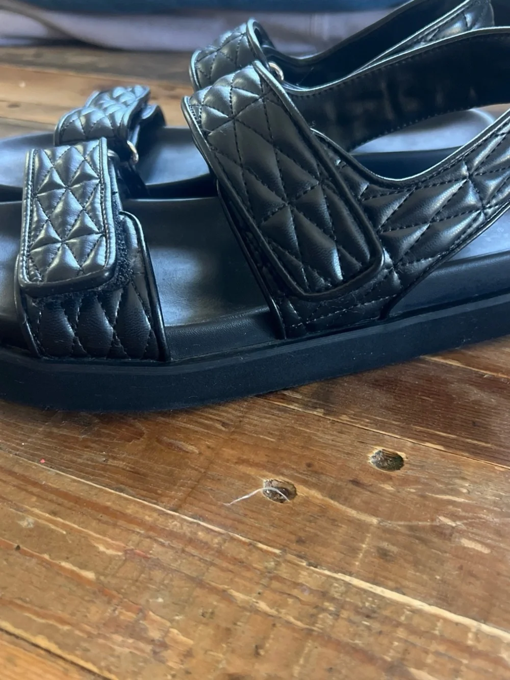 Target Quilted Black Velcro Men's Sandals